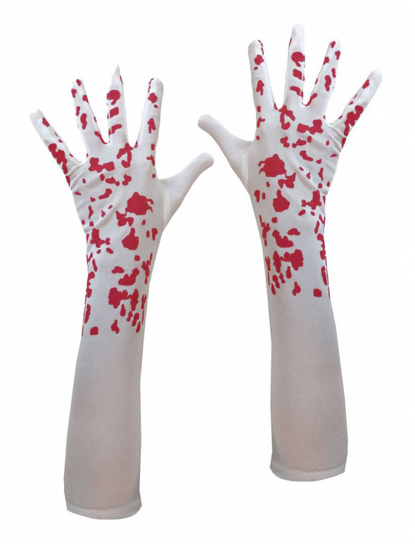 Witte lange handschoenen met bloedspetters