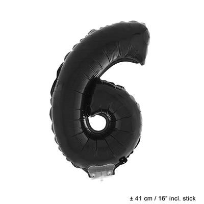 Folieballon 41 cm op stokje zwart