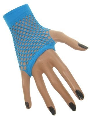 Vingerloze net handschoenen kort blauw