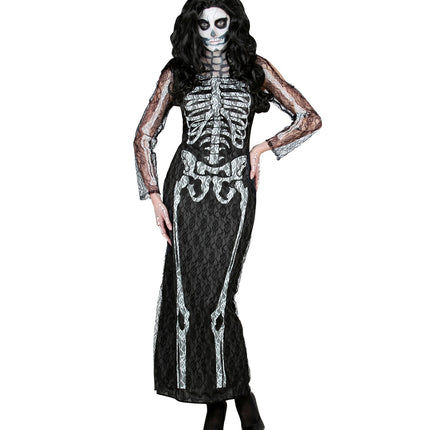 Skelet jurk lang met kant