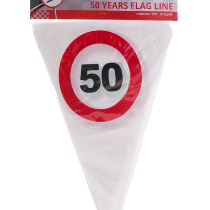 Vlaggenlijn 50 jaar met verkeersborden