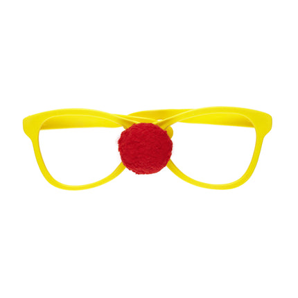 Clownsbril met neus geel