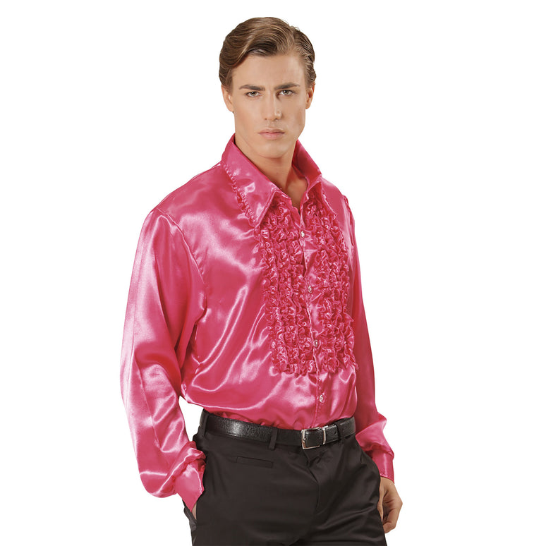 Ruche blouse satijn roze