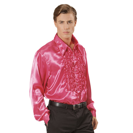 Ruche blouse satijn roze