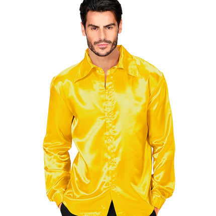 Heren jaren 70 disco blouse geel
