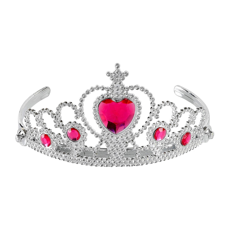 Zilveren tiara met roze steentjes