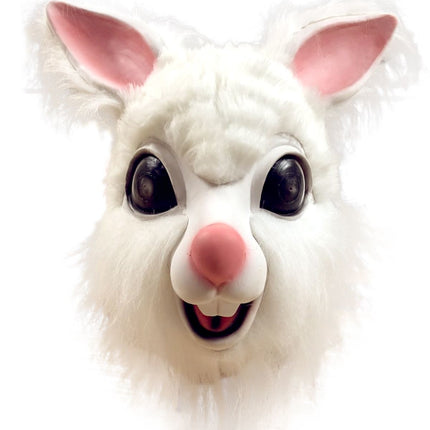 Latex konijnen masker wit en roze