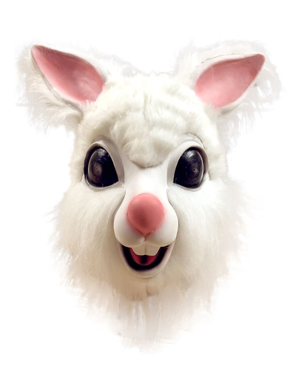 Latex konijnen masker wit en roze