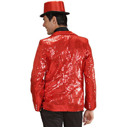 Rode pailletten jas glitter colbert