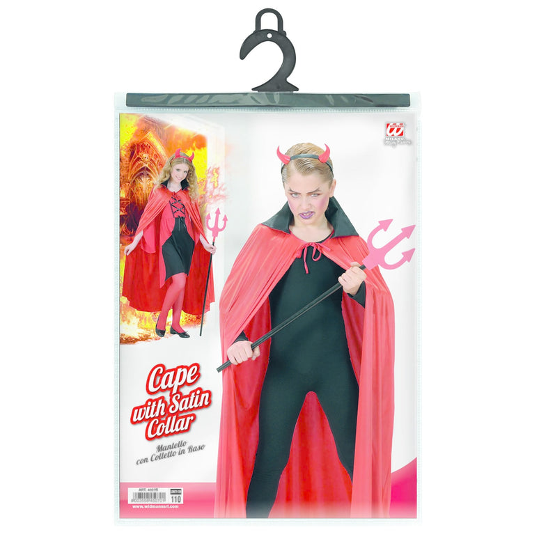 Duivel cape rood met zwart kraag kind