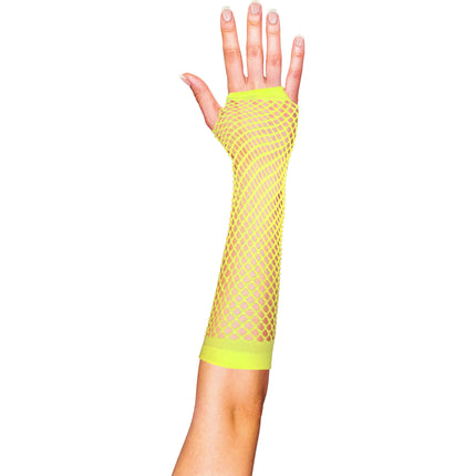 Net handschoenen lang geel