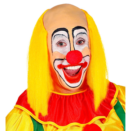 Kale kop pruik clown met geel haar
