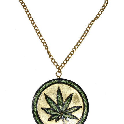 Halsketting cannabis medaillon