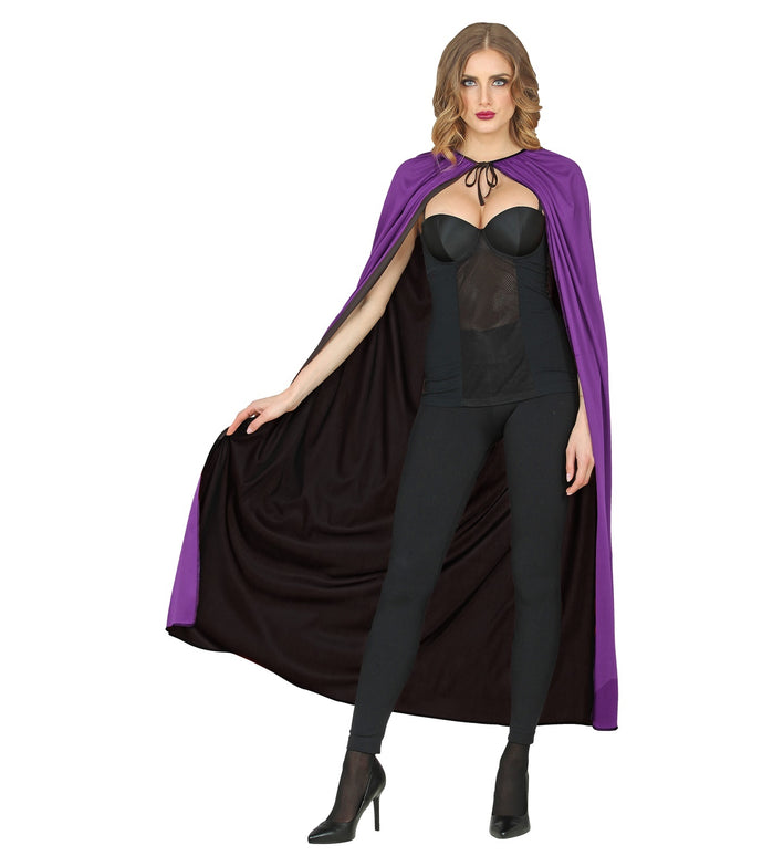 Luxe dubbelzijdige cape zwart paars