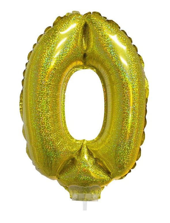 Folieballon 41cm op stokje glitter goud