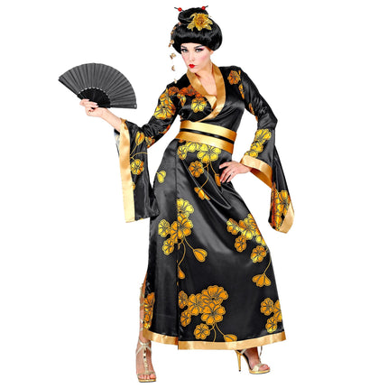 Geisha jurk gouden bloemen