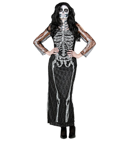 Skelet jurk lang met kant