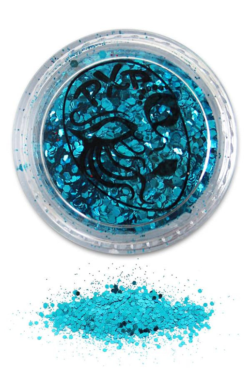 Fijne schmink glitters in turquoise blauw