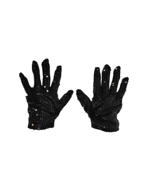 Zwarte glitter handschoenen met pailletten