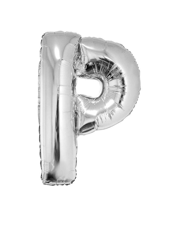 Grote folie ballon letter P Zilver