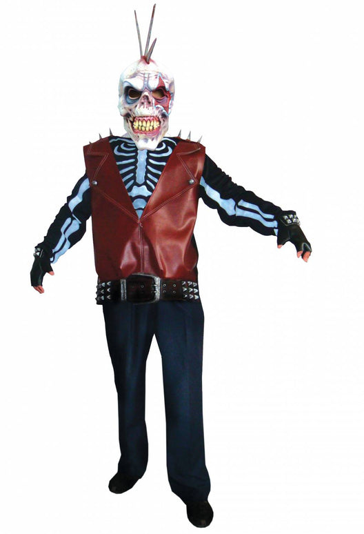 Zombie skelet pak punker kostuum
