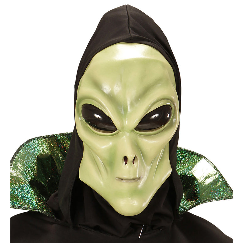 Alien Masker Met Kap En Bolle Ogen, Kind