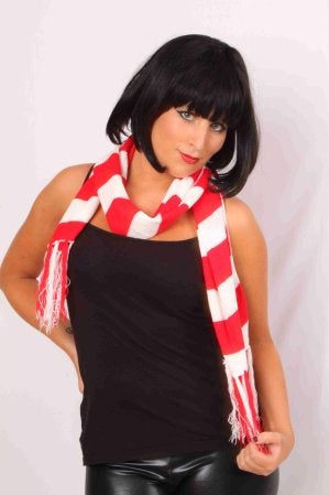 Sjaal rood wit Brabant gebreid