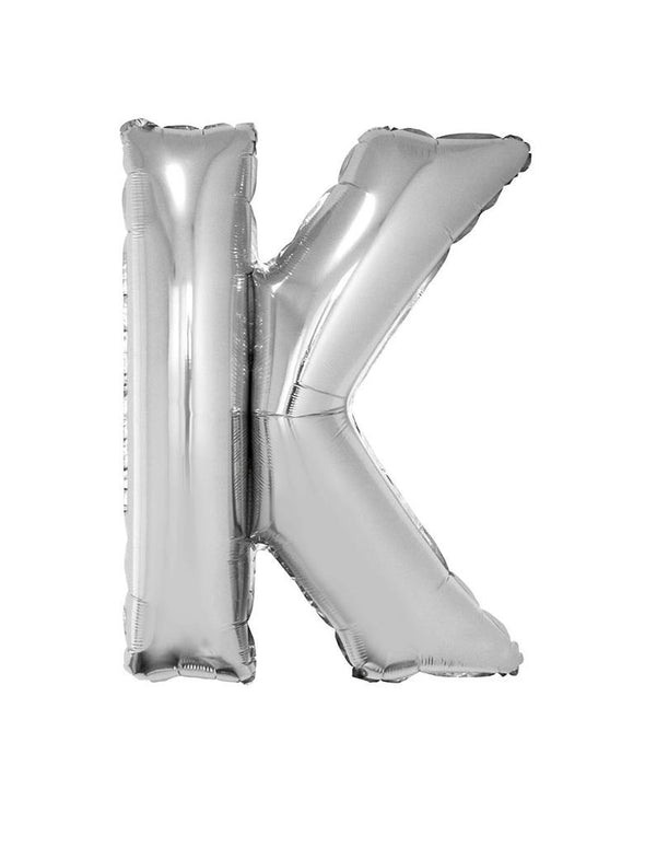 Grote folie ballon letter K Zilver