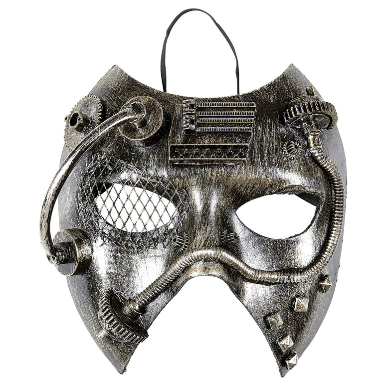 Steampunk masker zwart zilver