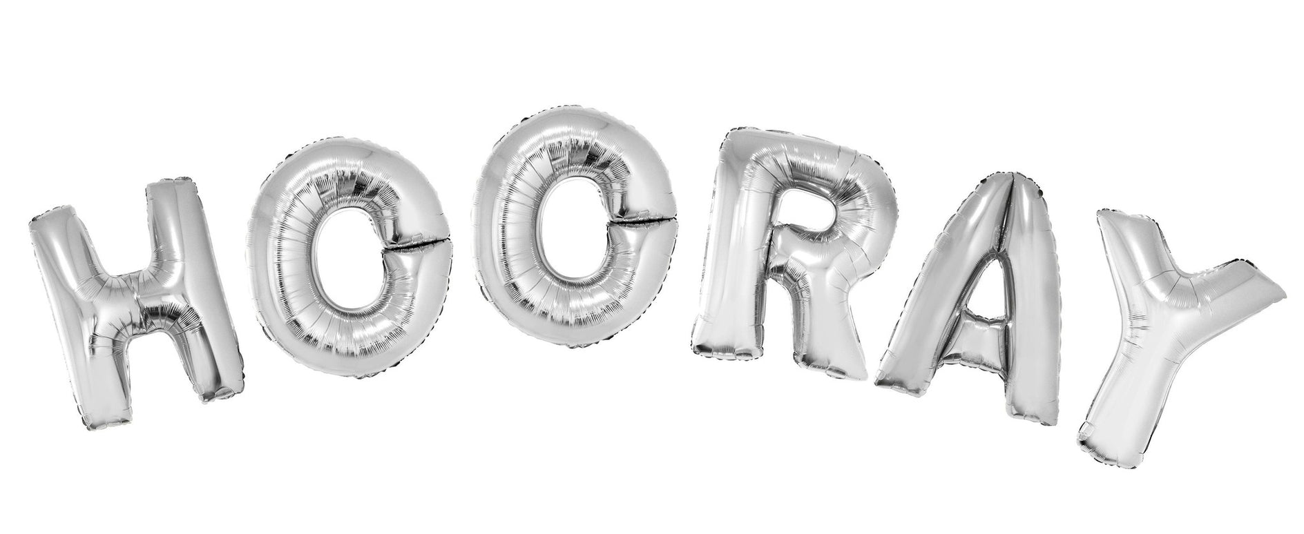 Folie ballonnen set HOORAY met zilveren letters