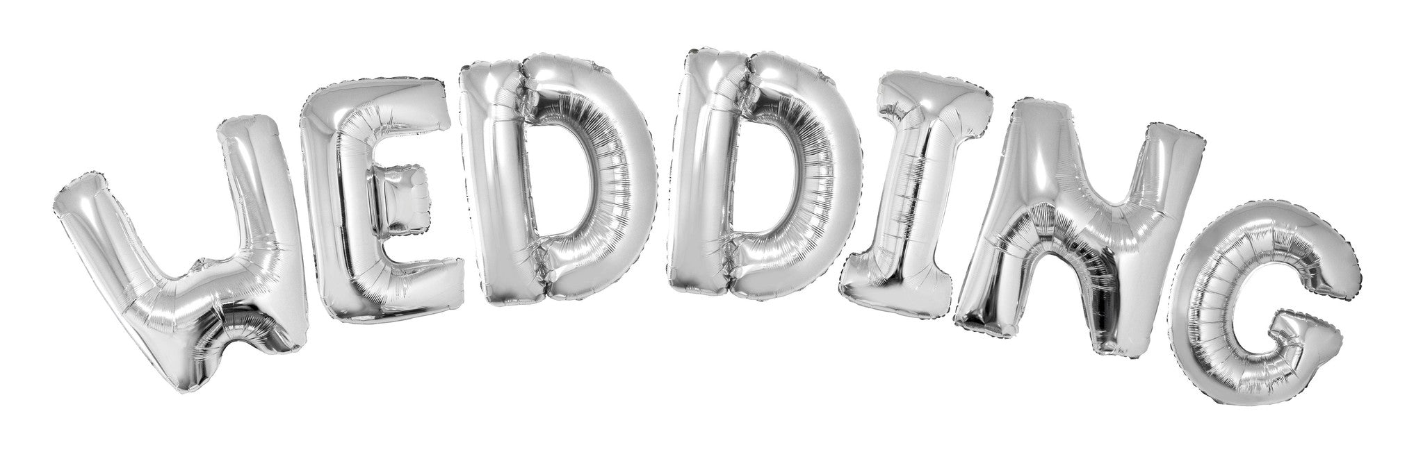Folie ballon set WEDDING met zilveren letters