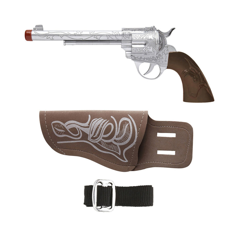 Cowboy pistool met holster bruin
