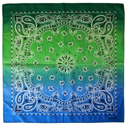 Bandana met kleurverloop groen/blauw 56 x 56 cm