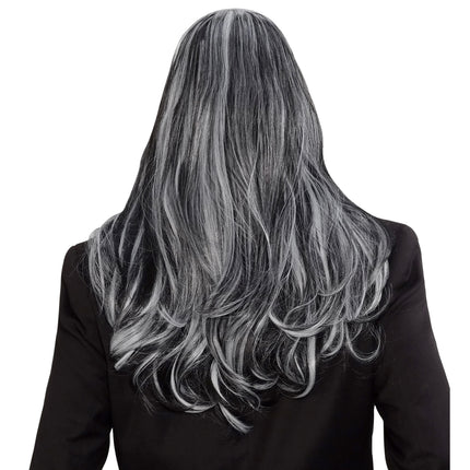 Pruik vampier grijs lang haar
