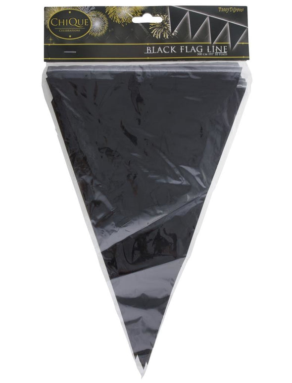 Zwarte vlaggenlijn slinger 5mtr