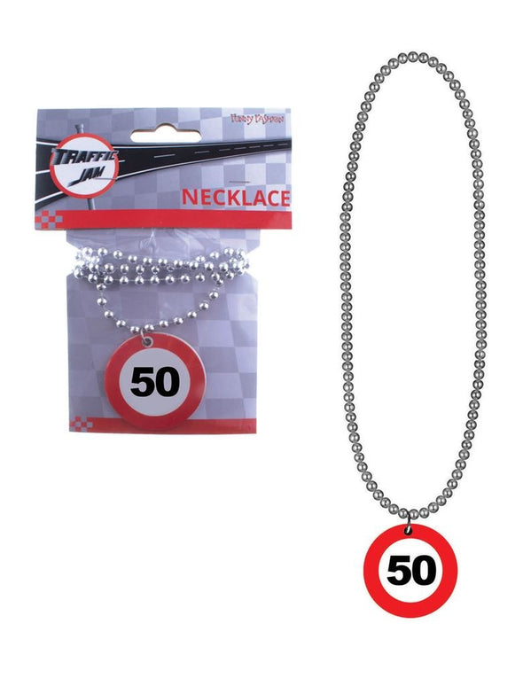 50 jaar halsketting met verkeersbord cijfer 50
