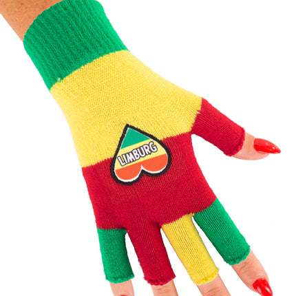 Vingerloze handschoenen rood geel groen hart