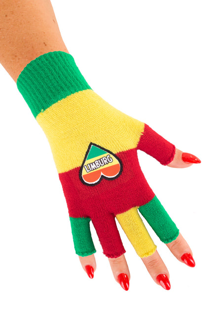 Vingerloze handschoenen rood geel groen hart
