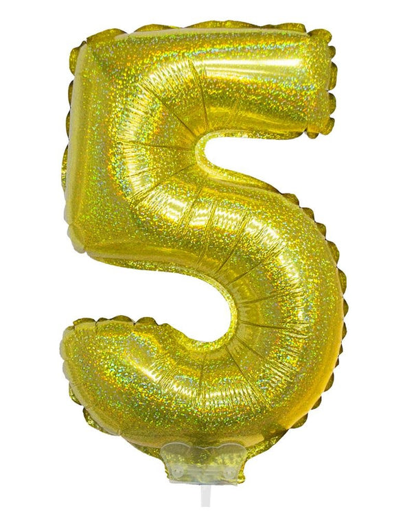 Folieballon 41cm op stokje glitter goud