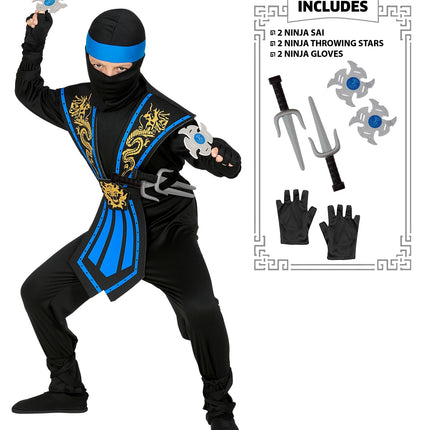 Ninja pak kinderen Kombat blauw