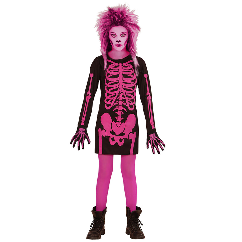 Roze skeletjurk voor kinderen