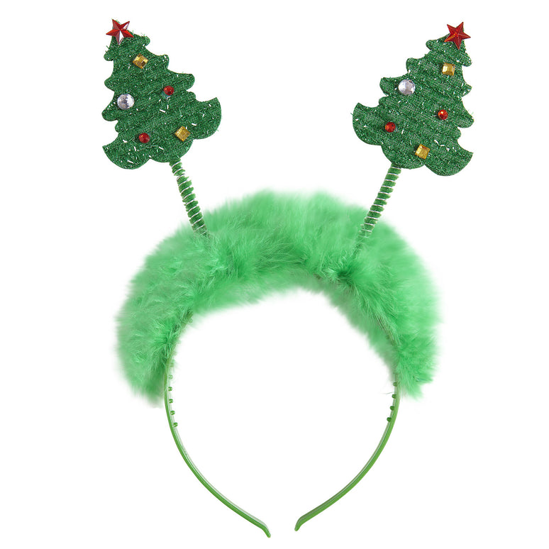 Haarband kerstbomen met pluche