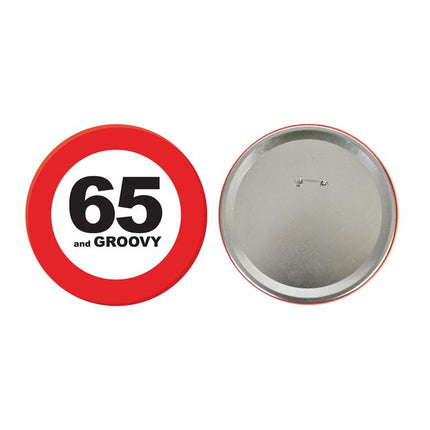 65e verjaardag button verkeersbord