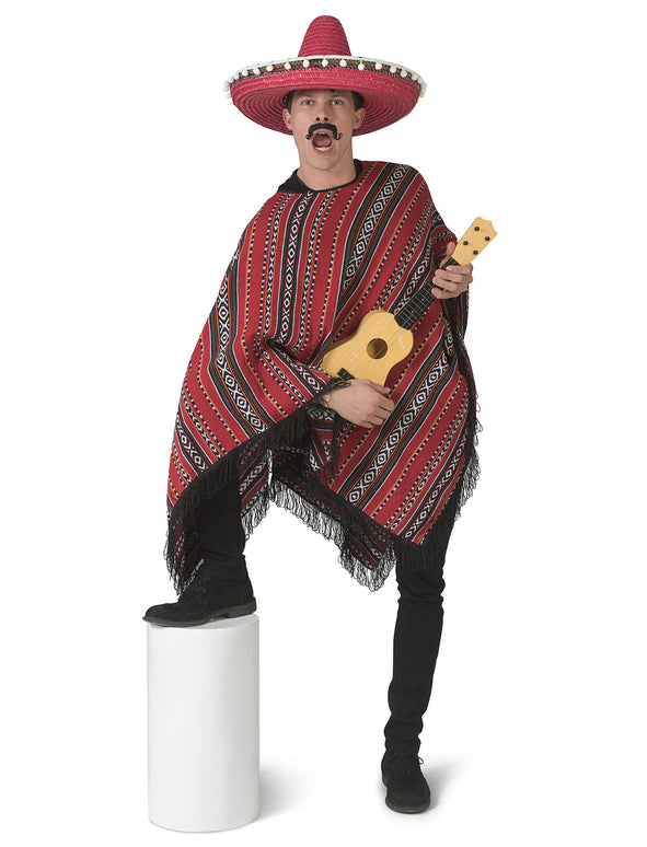 Rode Mexicaanse poncho Angelo