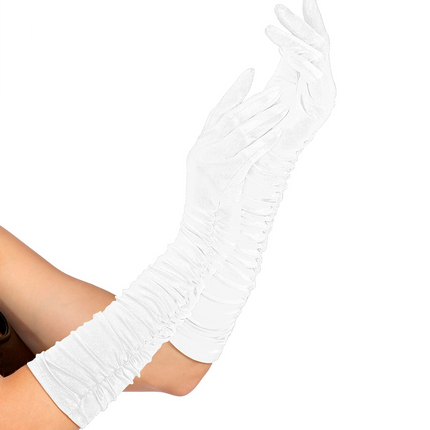 handschoenen plisse lycra wit