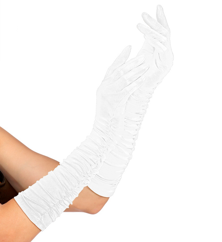 handschoenen plisse lycra wit