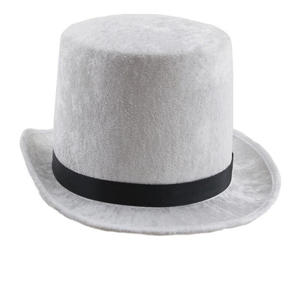 Witte hoge hoed velours