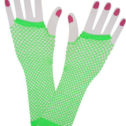 Vingerloze lange net-handschoenen neon groen