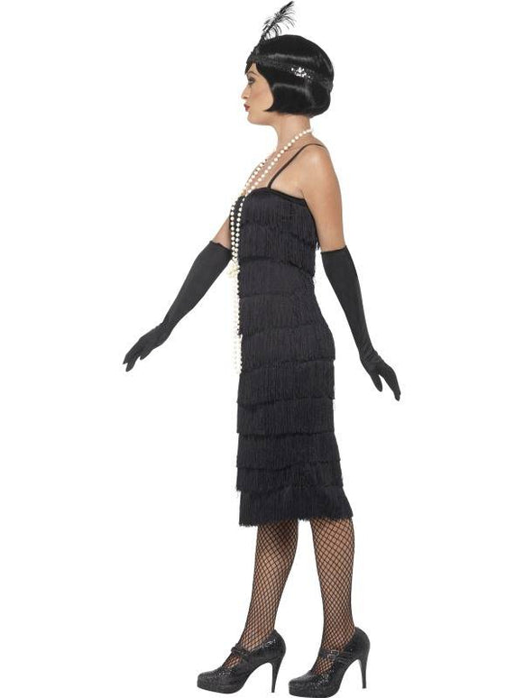 Flapper kostuum zwarte lang model