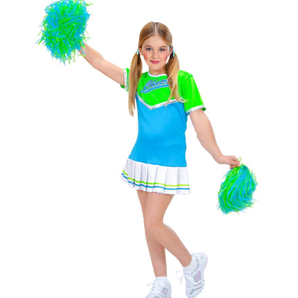 Cheerleader jurkje kinderen blauw groen
